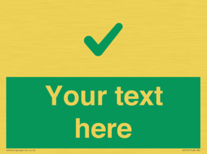 Custom green background, green tick sign